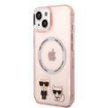 Karl Lagerfeld Magsafe Compatibility PC/TPU Case with Ring Wireless Chargeable iPhone 14 Plus Compatibility - Pink