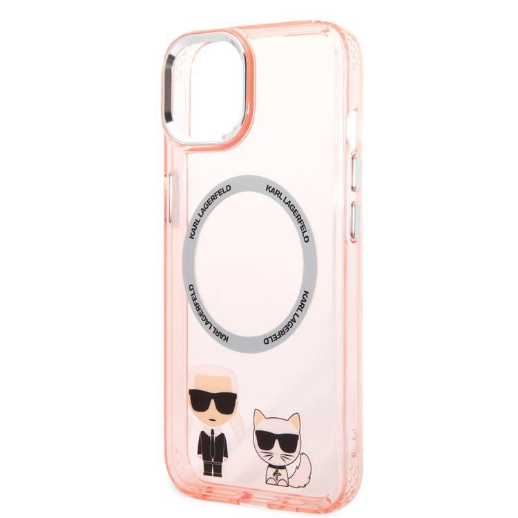 Karl Lagerfeld Magsafe Compatibility PC/TPU Case with Ring Wireless Chargeable iPhone 14 Plus Compatibility - Pink