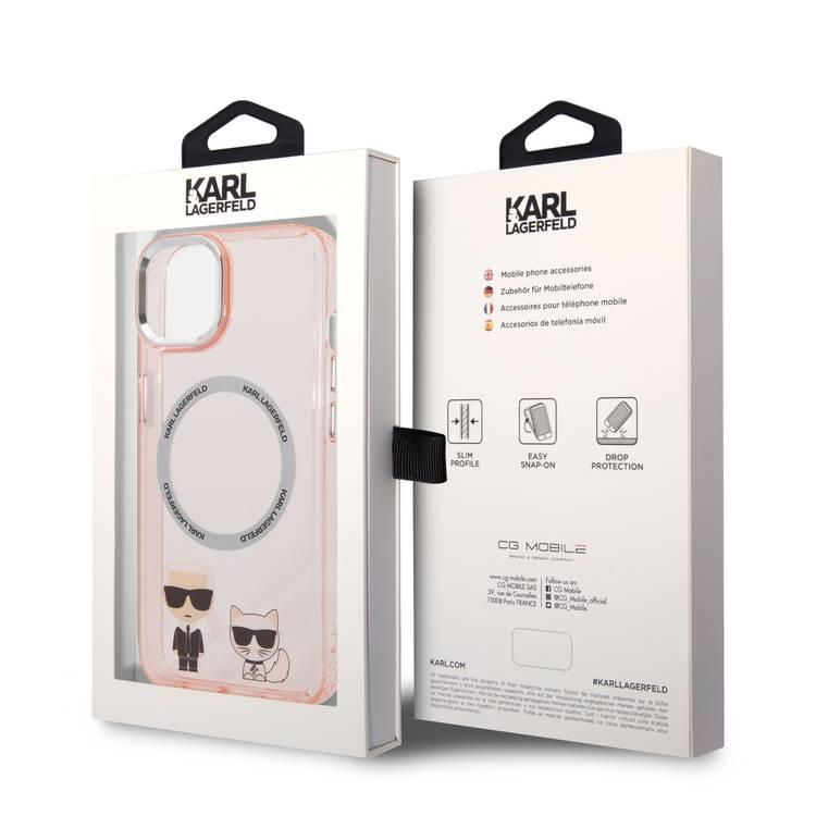 Karl Lagerfeld Magsafe Compatibility PC/TPU Case with Ring Wireless Chargeable iPhone 14 Plus Compatibility - Pink