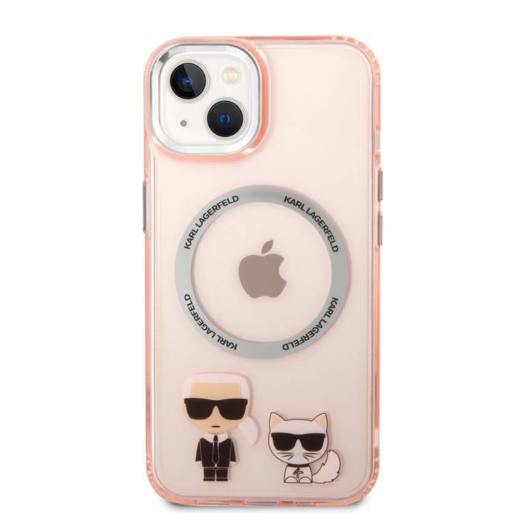 Karl Lagerfeld Magsafe Compatibility PC/TPU Case with Ring Wireless Chargeable iPhone 14 Plus Compatibility - Pink