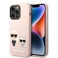 Karl Lagerfeld Magsafe Compatibility Liquid Silicone Case with Karl & Choupette Body iPhone 14 Pro Max Compatibility - Pink