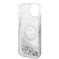 Karl Lagerfeld Liquid Glitter Case Silicone Round RSG Logo Ultra-Thin iPhone 14 Compatibility - Silver