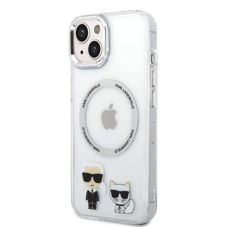 Karl Lagerfeld Magsafe Compatibility PC/TPU Case with Ring Wireless Chargeable iPhone 14 Plus Compatibility - White