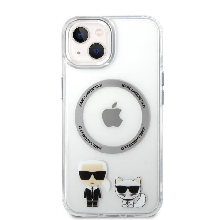 Karl Lagerfeld Magsafe Compatibility PC/TPU Case with Ring Wireless Chargeable iPhone 14 Plus Compatibility - White