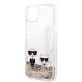 Karl Lagerfeld Liquid Glitter Silicone Case Karl and Choupette Protector iPhone 14 Plus Compatibility - Gold