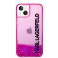 Karl Lagerfeld Liquid Glitter Elong Silicone Case Protector Compatible with iPhone 14 - Pink