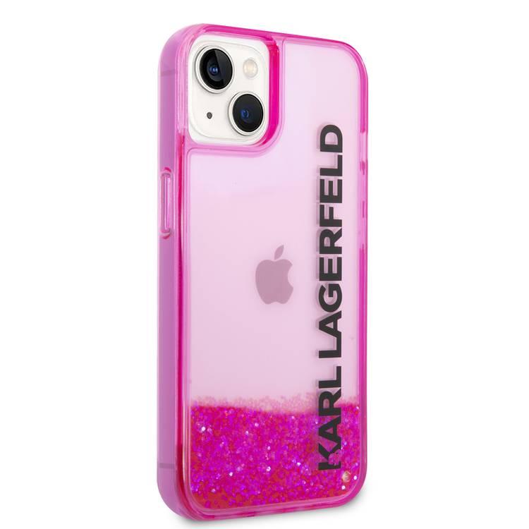 Karl Lagerfeld Liquid Glitter Elong Silicone Case Protector Compatible with iPhone 14 - Pink