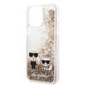 Karl Lagerfeld Liquid Glitter Silicone Case Karl and Choupette Protector iPhone 14 Pro Max Compatibility - Gold