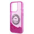 Karl Lagerfeld Liquid Glitter Case Silicone Round RSG Logo Ultra-Thin iPhone 14 Pro Max Compatibility - Pink