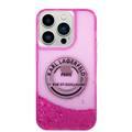 Karl Lagerfeld Liquid Glitter Case Silicone Round RSG Logo Ultra-Thin iPhone 14 Pro Max Compatibility - Pink