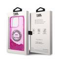 Karl Lagerfeld Liquid Glitter Case Silicone Round RSG Logo Ultra-Thin iPhone 14 Pro Max Compatibility - Pink