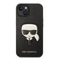 Karl Lagerfeld PU Saffiano Case with Karl Head Patch Ultra-Thin iPhone 14 Compatibility - Black