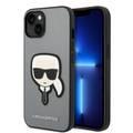 Karl Lagerfeld PU Saffiano Case with Karl Head Patch Ultra-Thin iPhone 14 Plus Compatibility - Silver