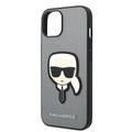 Karl Lagerfeld PU Saffiano Case with Karl Head Patch Ultra-Thin iPhone 14 Plus Compatibility - Silver