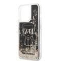 Karl Lagerfeld Liquid Glitter Silicone Case Gatsby Ikonik Protector iPhone 14 Pro Max Compatibility - Black / Gold