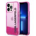 Karl Lagerfeld Liquid Glitter Elong Silicone Case Protector Compatible with iPhone 14 Pro - Pink