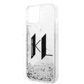 Karl Lagerfeld Liquid Glitter Silicone Case Big KL Logo Protector iPhone 14 Compatibility - Silver