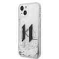 Karl Lagerfeld Liquid Glitter Silicone Case Big KL Logo Protector iPhone 14 Compatibility - Silver