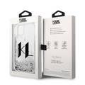 Karl Lagerfeld Liquid Glitter Silicone Case Big KL Logo Protector iPhone 14 Compatibility - Silver