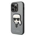 Karl Lagerfeld PU Saffiano Case with Karl Head Patch Ultra-Thin iPhone 14 Pro Compatibility - Silver