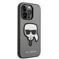 Karl Lagerfeld PU Saffiano Case with Karl Head Patch Ultra-Thin iPhone 14 Pro Compatibility - Silver