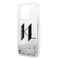 Karl Lagerfeld Liquid Glitter Silicone Case Big KL Logo Protector iPhone 14 Pro Compatibility - Silver