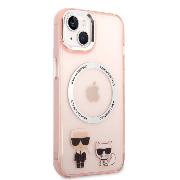 Karl Lagerfeld Magsafe Compatibility PC/TPU Case with Ring Wireless Chargeable iPhone 14 Pro Compatibility - Pink