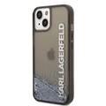 Karl Lagerfeld Liquid Glitter Elong Silicone Case Protector Compatible with iPhone 14 Plus - Black