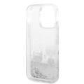 Karl Lagerfeld Liquid Glitter Silicone Case Karl and Choupette Protector iPhone 14 Pro Compatibility - Silver