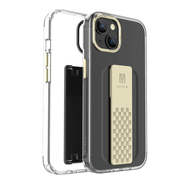 Levelo Graphia IMD Clear Case With Extra Grip - iPhone 14 Plus - Champagne Gold