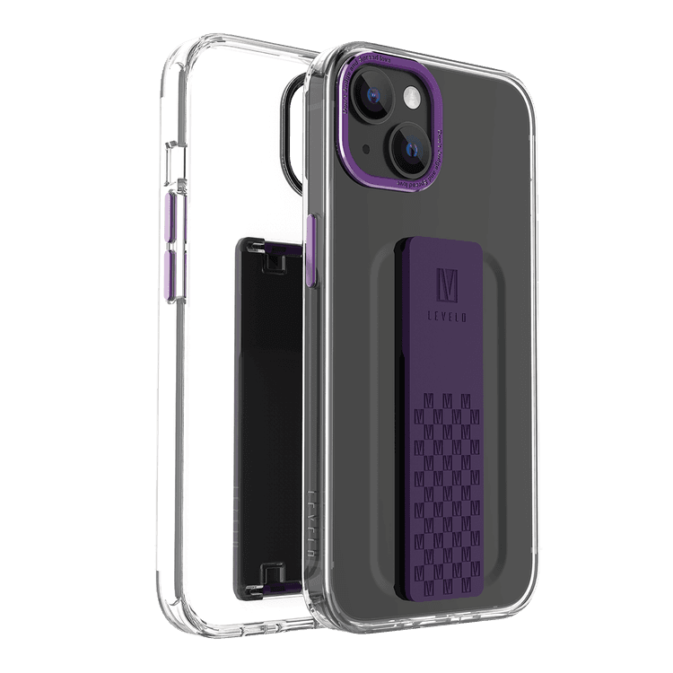 Levelo Graphia IMD Clear Case With Extra Grip - iPhone 14 - Purple