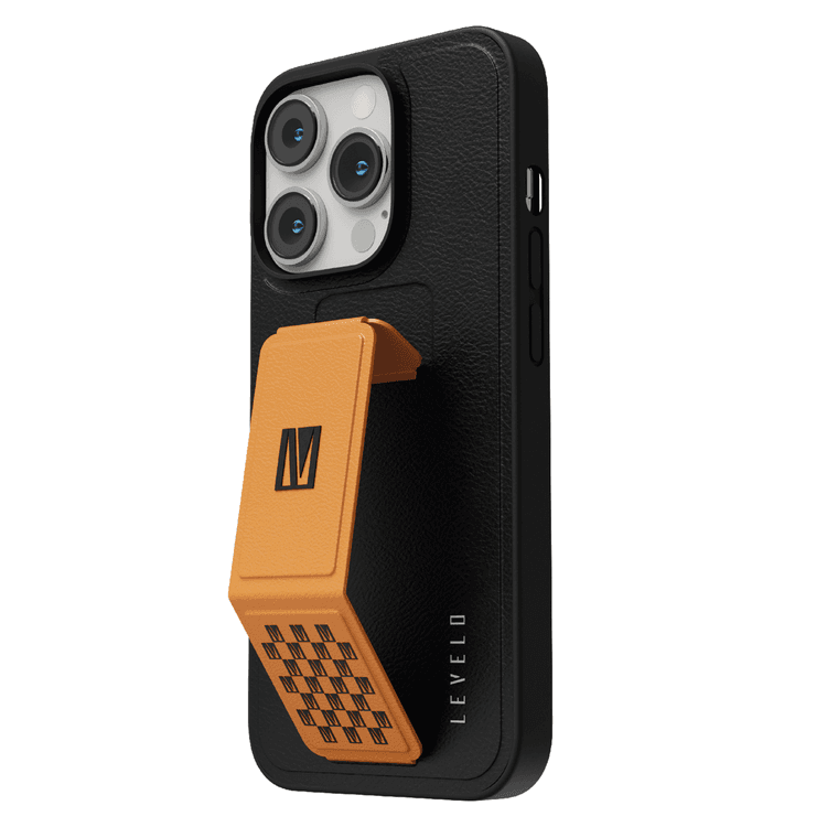 Levelo Morphix Gripstand PU Leather Case - iPhone 14 Pro Max - Orange