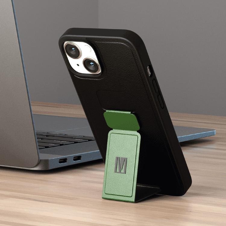 Levelo Morphix Gripstand PU Leather Case - iPhone 14 - Green