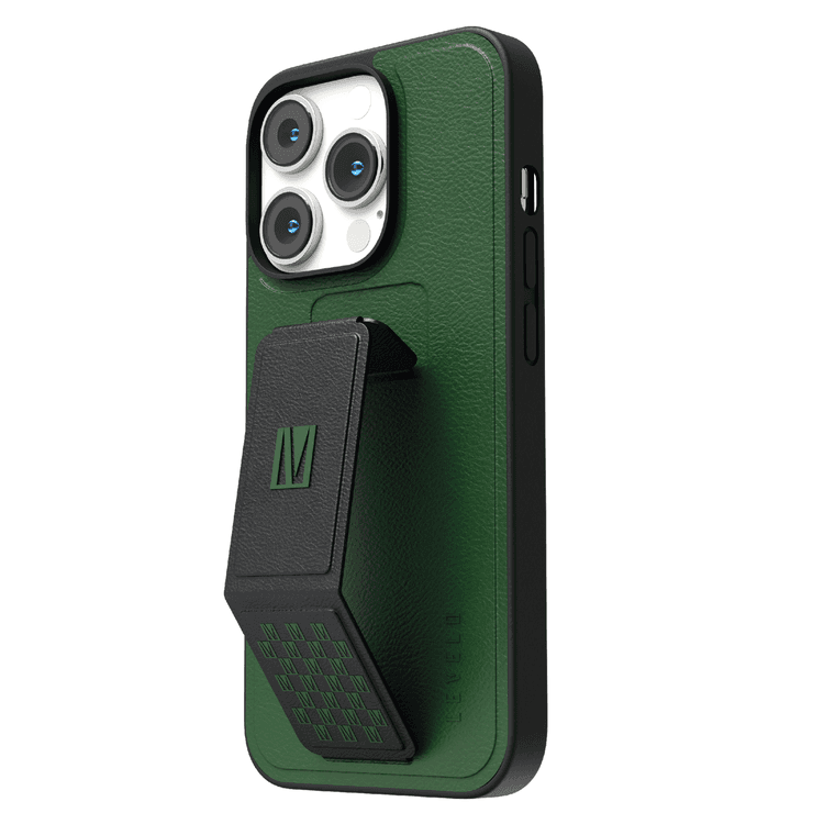 Levelo Morphix Gripstand PU Leather Case - iPhone 14 Pro - Forest Green