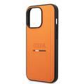 USPA PU Leather Case with Tricolor Stitches & Initials Full Protection iPhone 14 Pro Compatibility - Orange