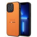 USPA PU Leather Case with Tricolor Stitches & Initials Full Protection iPhone 14 Pro Max Compatibility - Orange