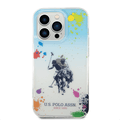 USPA PC/TPU Gradient Case with Splattered Pattern & Horse Logo iPhone 14 Pro Compatibility - Blue