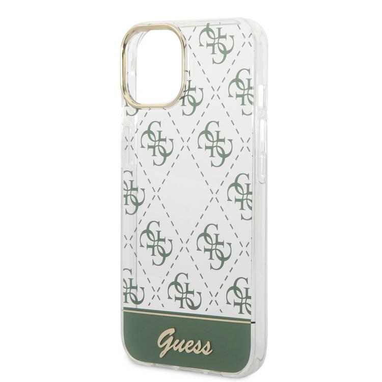 Guess IML Case With Electroplated 4G Pattern & Bottom Stripe Script Logo - Kaki