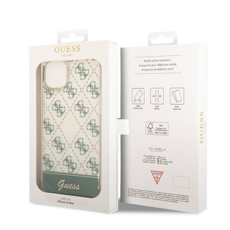 Guess IML Case With Electroplated 4G Pattern & Bottom Stripe Script Logo - Kaki