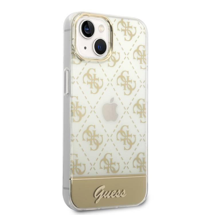 Guess IML Case With Electroplated 4G Pattern & Bottom Stripe Script Logo - Gold