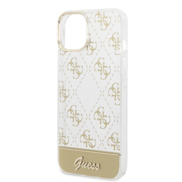 Guess IML Case With Electroplated 4G Pattern & Bottom Stripe Script Logo - Gold