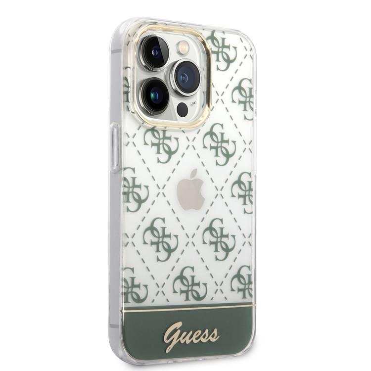 Guess IML Case With Electroplated 4G Pattern & Bottom Stripe Script Logo - Kaki