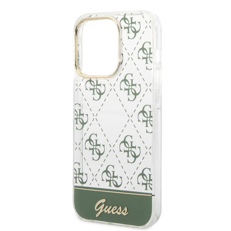 Guess IML Case With Electroplated 4G Pattern & Bottom Stripe Script Logo - Kaki