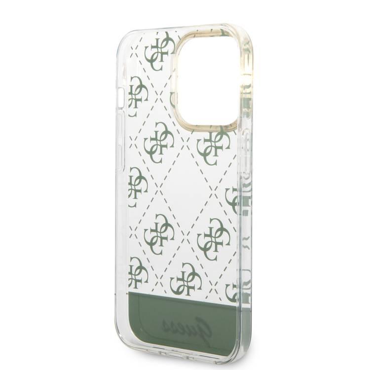 Guess IML Case With Electroplated 4G Pattern & Bottom Stripe Script Logo - Kaki