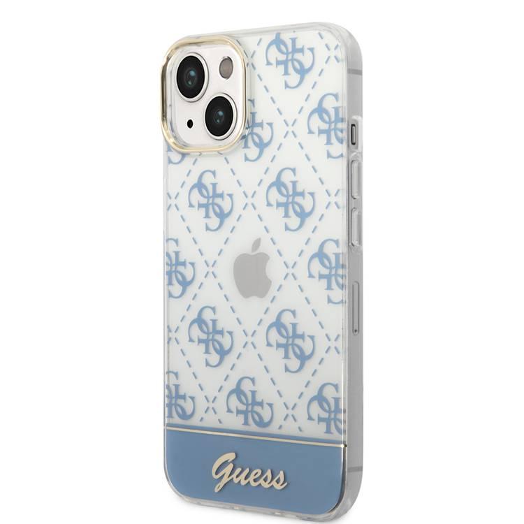 Guess IML Case With Electroplated 4G Pattern & Bottom Stripe Script Logo - Blue