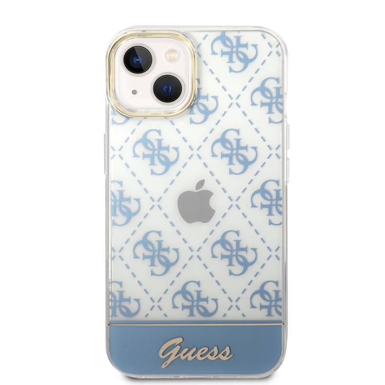 Guess IML Case With Electroplated 4G Pattern & Bottom Stripe Script Logo - Blue