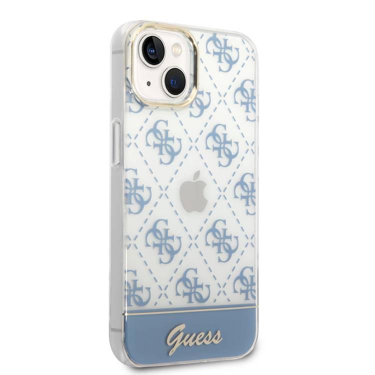 Guess IML Case With Electroplated 4G Pattern & Bottom Stripe Script Logo - Blue