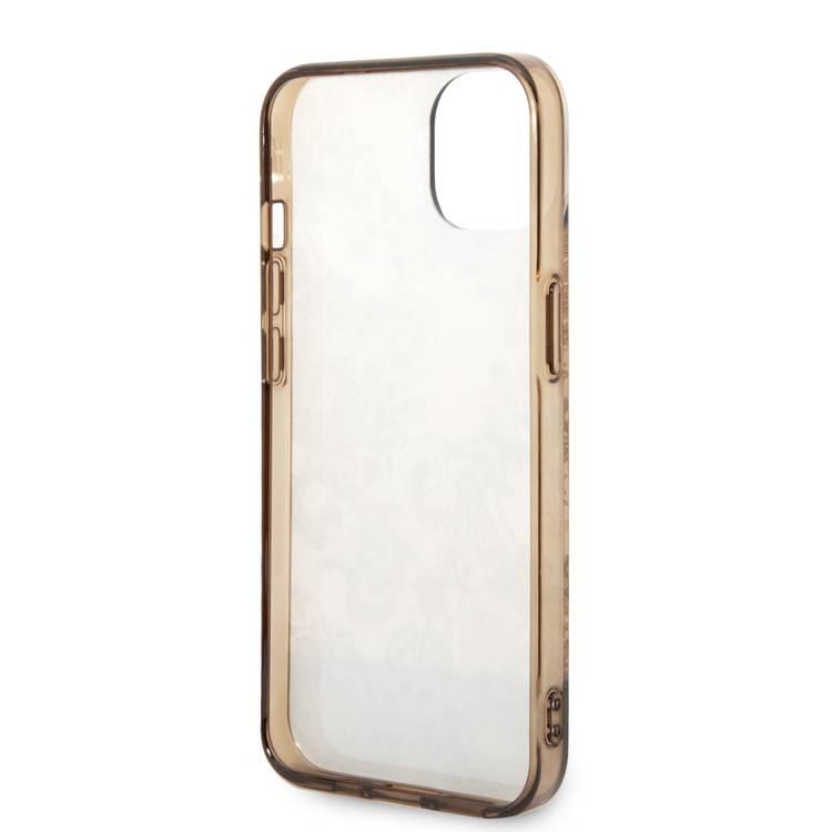 Guess PC/TPU IML Case With Double Layer Electroplated Camera Outline & Toile De Jouy - iPhone 14 Plus - Ochre