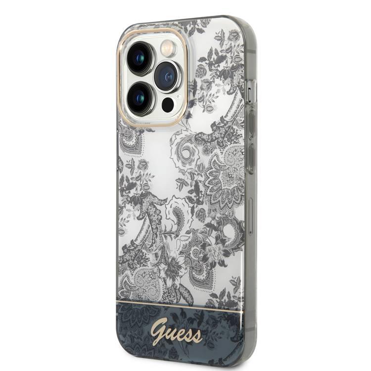 Guess PC/TPU IML Case With Double Layer Electroplated Camera Outline & Toile De Jouy - iPhone 14 Pro Max - Ochre