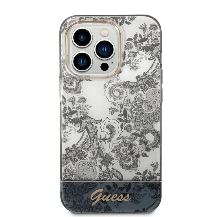 Guess PC/TPU IML Case With Double Layer Electroplated Camera Outline & Toile De Jouy - iPhone 14 Pro - Ochre